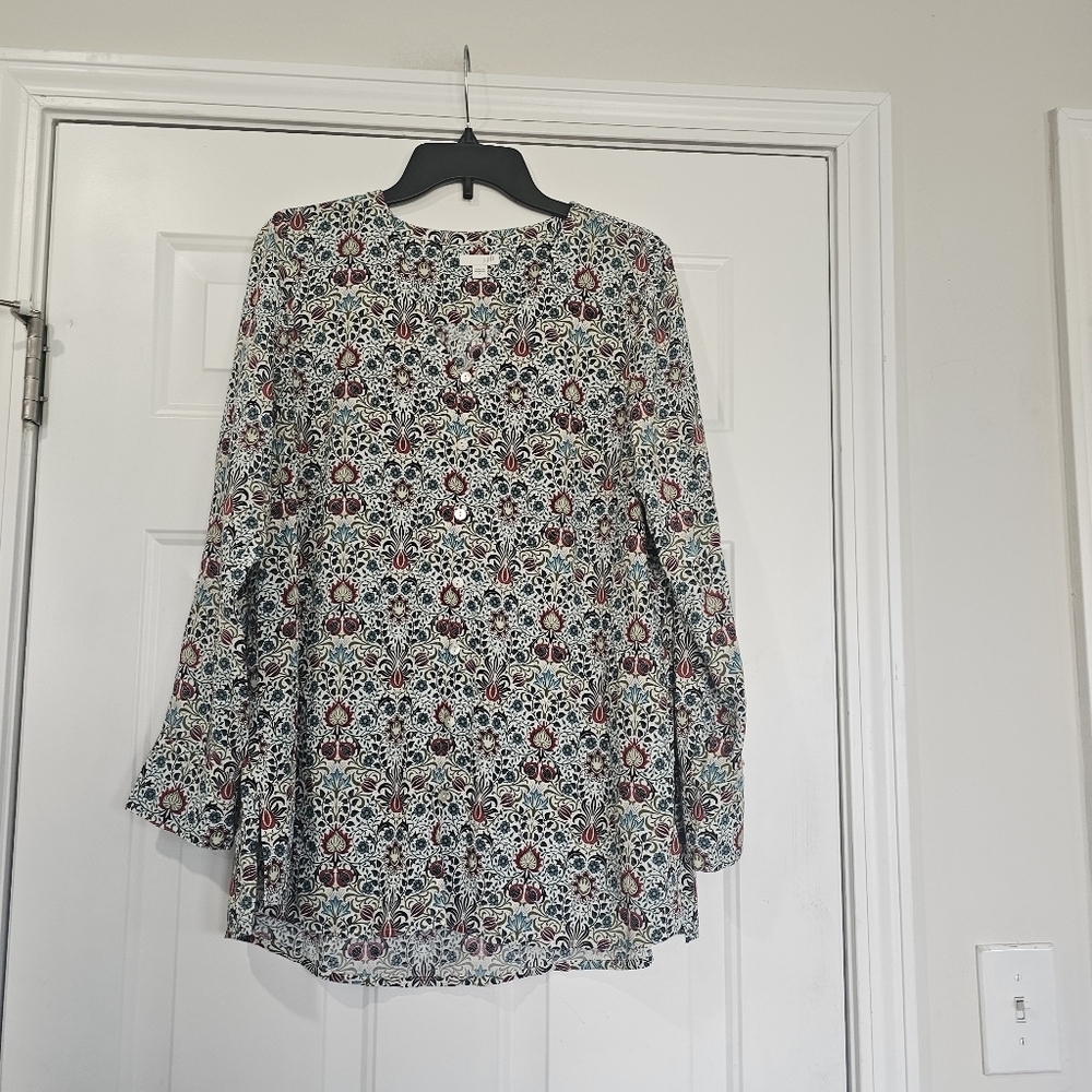 J. Jill Floral Long Sleeve Top Multicolor Size Small
